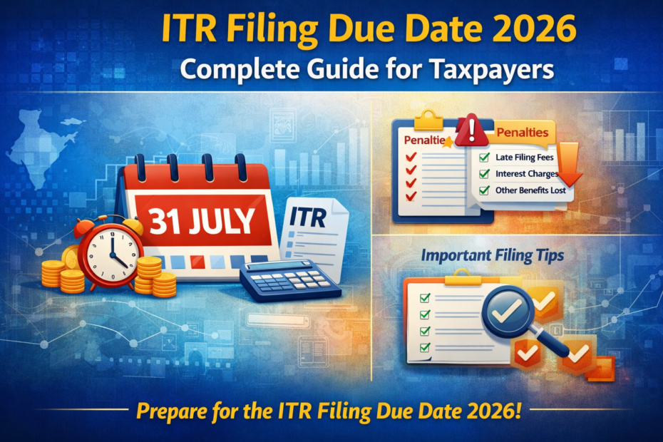 ITR Filing Due Date 2026: Complete Guide for Taxpayers 10 ITR Filing Due Date 2026 guide banner explaining deadlines, penalties, and tax filing tips for Indian taxpayers.